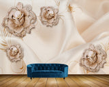 Avikalp MWZ0670 Golden Flowers 3D HD Wallpaper