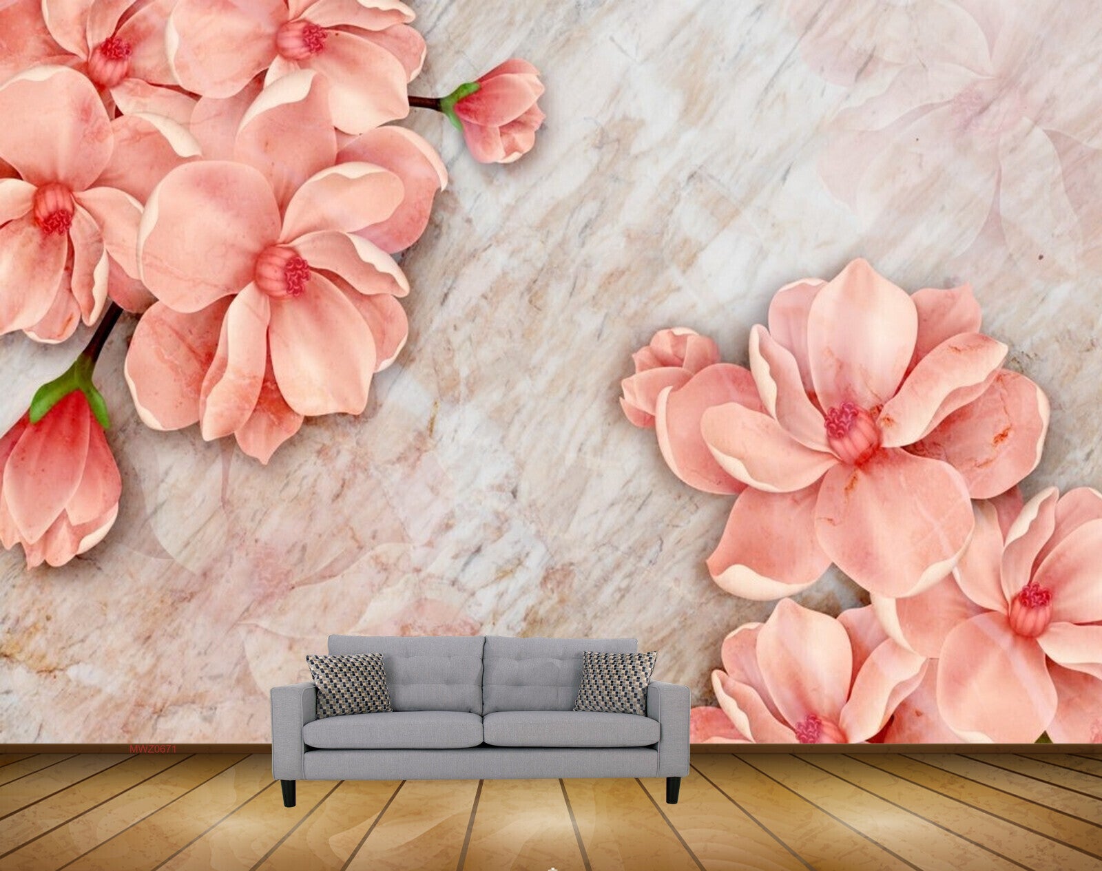 Avikalp MWZ0671 Peach Flowers HD Wallpaper