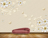 Avikalp MWZ0672 White Flowers Butterflies HD Wallpaper