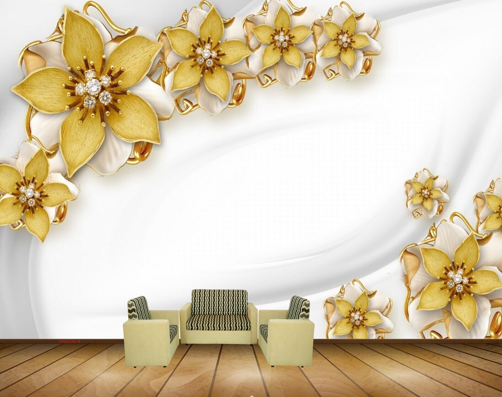 Avikalp MWZ0674 Yellow Flowers 3D HD Wallpaper