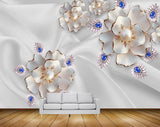Avikalp MWZ0675 White Blue Flowers HD Wallpaper