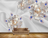 Avikalp MWZ0675 White Blue Flowers 3D HD Wallpaper