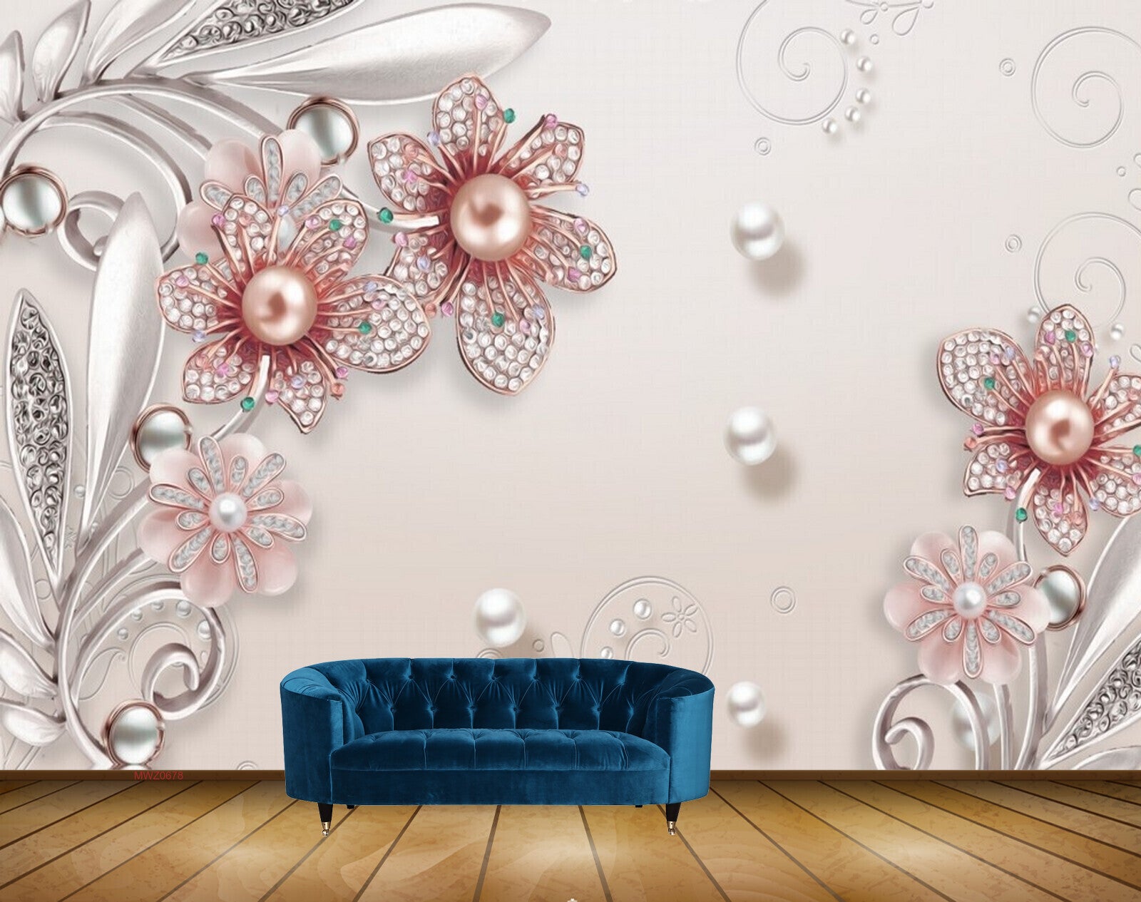 Avikalp MWZ0678 Pink White Flowers LEaves 3D HD Wallpaper