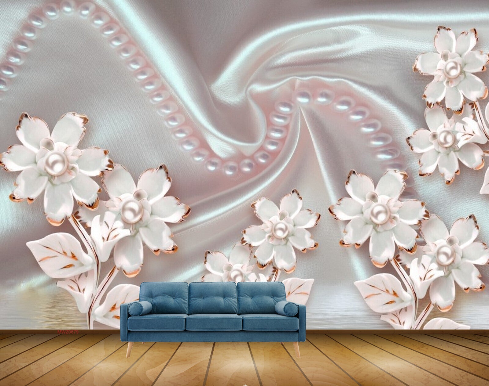 Avikalp MWZ0679 Pink White Flowers Leaves HD Wallpaper
