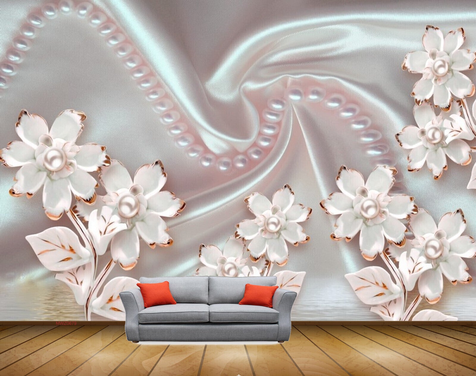 Avikalp MWZ0679 Pink White Flowers Leaves 3D HD Wallpaper