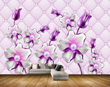 Avikalp MWZ0680 Violet White Flowers 3D HD Wallpaper