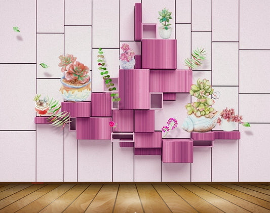 Avikalp MWZ0682 Pink Green Flowers Shell 3D HD Wallpaper