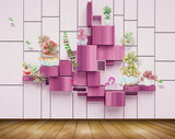 Avikalp MWZ0682 Pink Green Flowers Shell 3D HD Wallpaper