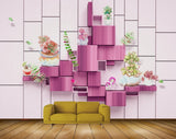 Avikalp MWZ0682 Pink Green Flowers Shell 3D HD Wallpaper