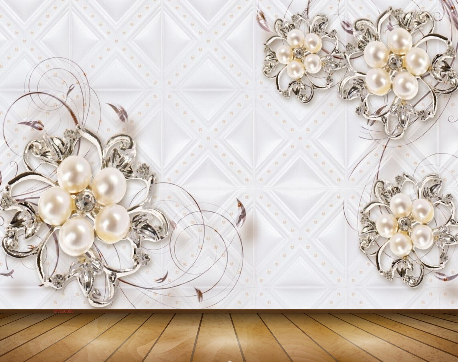 Avikalp MWZ0685 White Flowers Leaves 3D HD Wallpaper