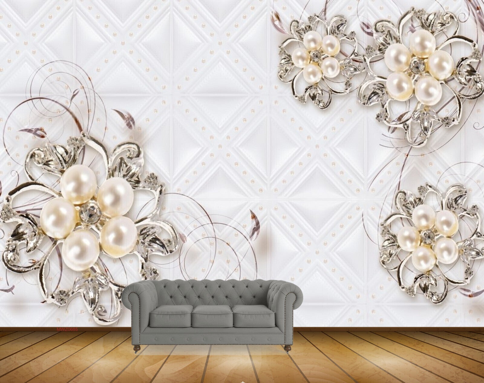 Avikalp MWZ0685 White Flowers Leaves 3D HD Wallpaper