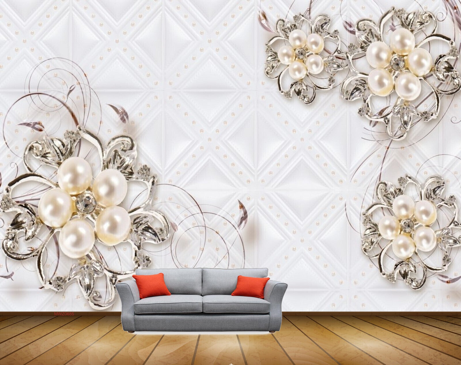 Avikalp MWZ0685 White Flowers Leaves 3D HD Wallpaper