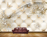 Avikalp MWZ0686 White Golden Flowers Butterflies 3D HD Wallpaper