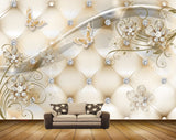 Avikalp MWZ0686 White Golden Flowers Butterflies 3D HD Wallpaper