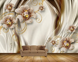 Avikalp MWZ0687 White Golden Flowers HD Wallpaper