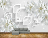 Avikalp MWZ0688 White Flowers 3D HD Wallpaper