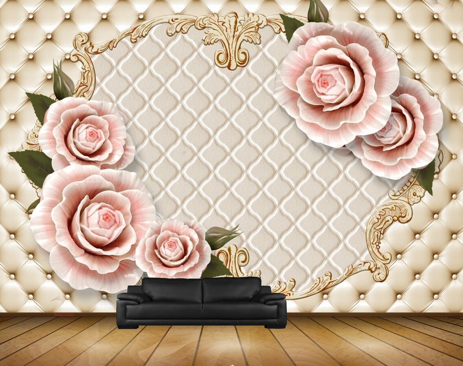 Avikalp MWZ0690 Pink Rose Flowers Leaves HD Wallpaper