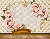 Avikalp MWZ0690 Pink Rose Flowers Leaves 3D HD Wallpaper