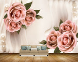 Avikalp MWZ0691 Pink Rose Flowers Leaves HD Wallpaper