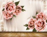 Avikalp MWZ0691 Pink Rose Flowers Leaves 3D HD Wallpaper
