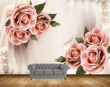Avikalp MWZ0691 Pink Rose Flowers Leaves 3D HD Wallpaper