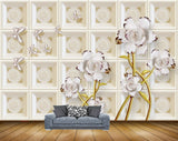 Avikalp MWZ0692 White Flowers Butterflies HD Wallpaper