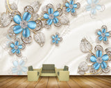 Avikalp MWZ0695 Blue Flowers Leaves HD Wallpaper