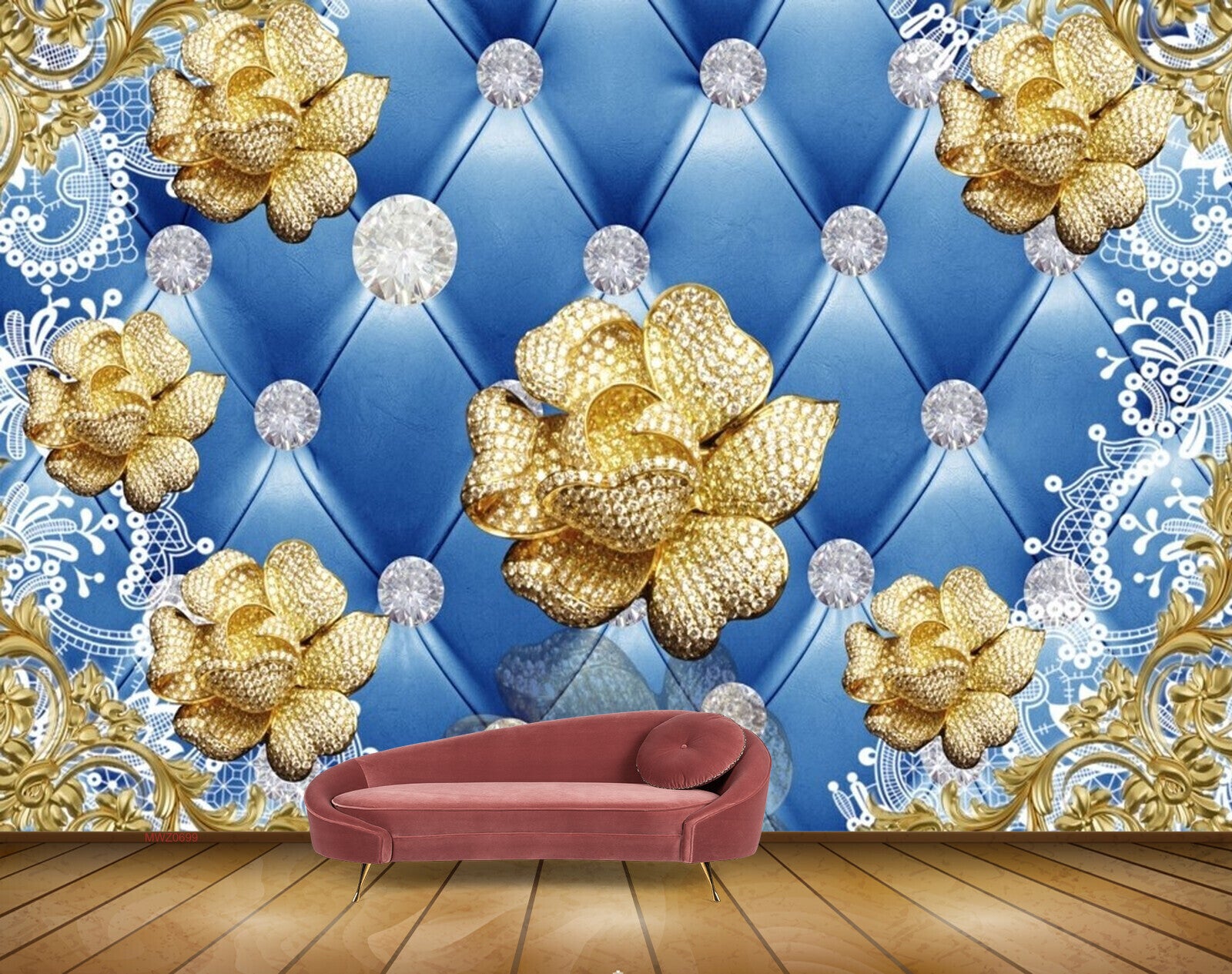 Avikalp MWZ0699 Golden Flowers HD Wallpaper