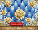 Avikalp MWZ0699 Golden Flowers 3D HD Wallpaper