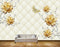 Avikalp MWZ0700 Golden Flowers Butterflies HD Wallpaper