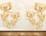Avikalp MWZ0705 Golden Tulip Flowers 3D HD Wallpaper