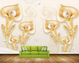 Avikalp MWZ0705 Golden Tulip Flowers 3D HD Wallpaper