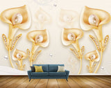 Avikalp MWZ0705 Golden Tulip Flowers 3D HD Wallpaper