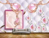 Avikalp MWZ0707 Pink White Flowers Pearls HD Wallpaper