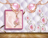 Avikalp MWZ0707 Pink White Flowers Pearls 3D HD Wallpaper