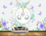 Avikalp MWZ0709 Purple Flowers Butterflies Swans 3D HD Wallpaper
