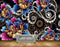 Avikalp MWZ0710 Pink Golden Blue Flowers HD Wallpaper