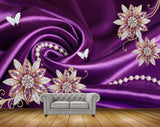 Avikalp MWZ0711 Purple White Flowers Butterflies HD Wallpaper
