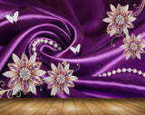 Avikalp MWZ0711 Purple White Flowers Butterflies 3D HD Wallpaper