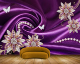Avikalp MWZ0711 Purple White Flowers Butterflies 3D HD Wallpaper