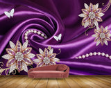 Avikalp MWZ0711 Purple White Flowers Butterflies 3D HD Wallpaper