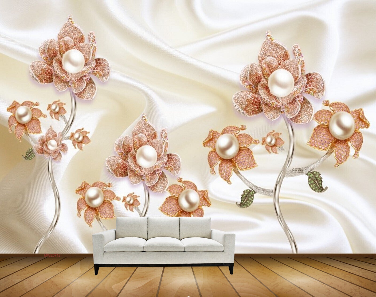 Avikalp MWZ0712 Pink White Flowers 3D HD Wallpaper