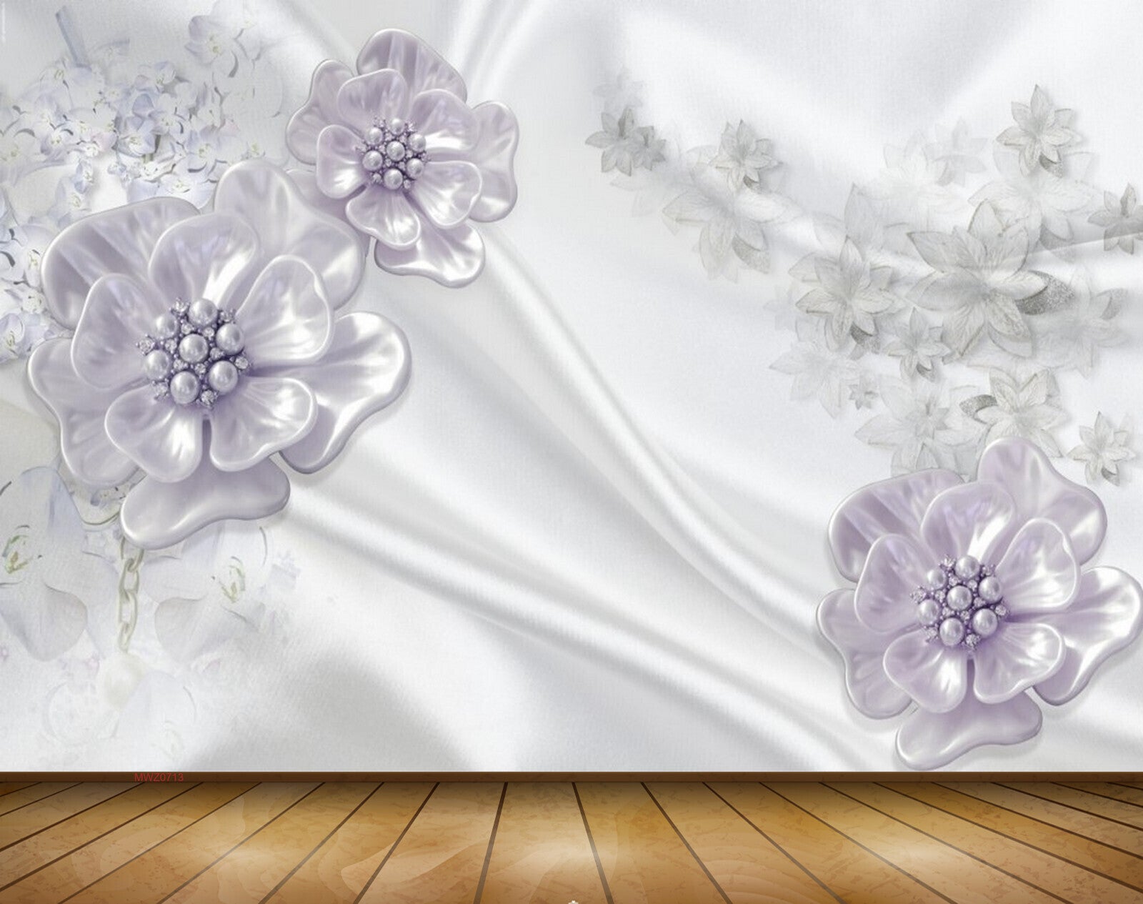 Avikalp MWZ0713 White Purple Flowers 3D HD Wallpaper