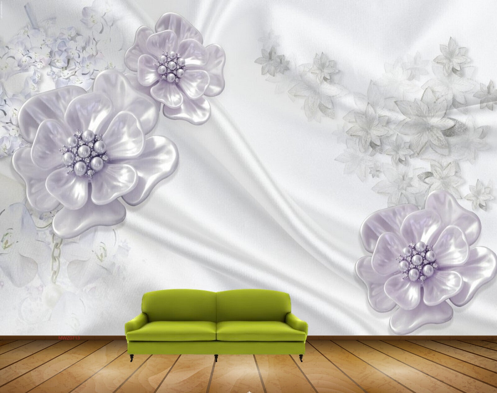 Avikalp MWZ0713 White Purple Flowers 3D HD Wallpaper