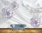Avikalp MWZ0713 White Purple Flowers 3D HD Wallpaper