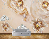 Avikalp MWZ0717 Diamonds Golden Flowers HD Wallpaper