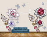 Avikalp MWZ0720 White Pink Flowers Butterflies HD Wallpaper