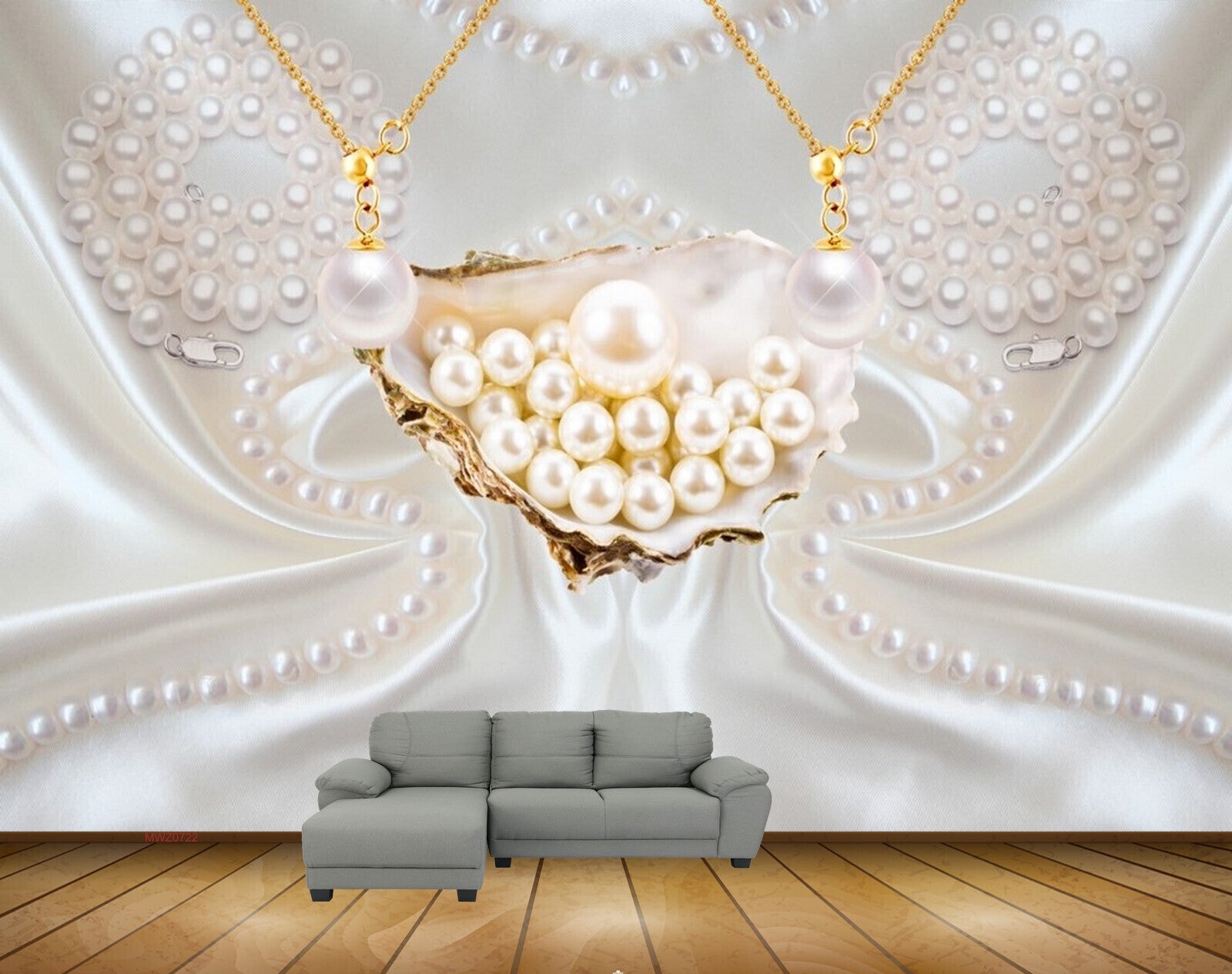 Avikalp MWZ0722 White Pearls Chain 3D HD Wallpaper