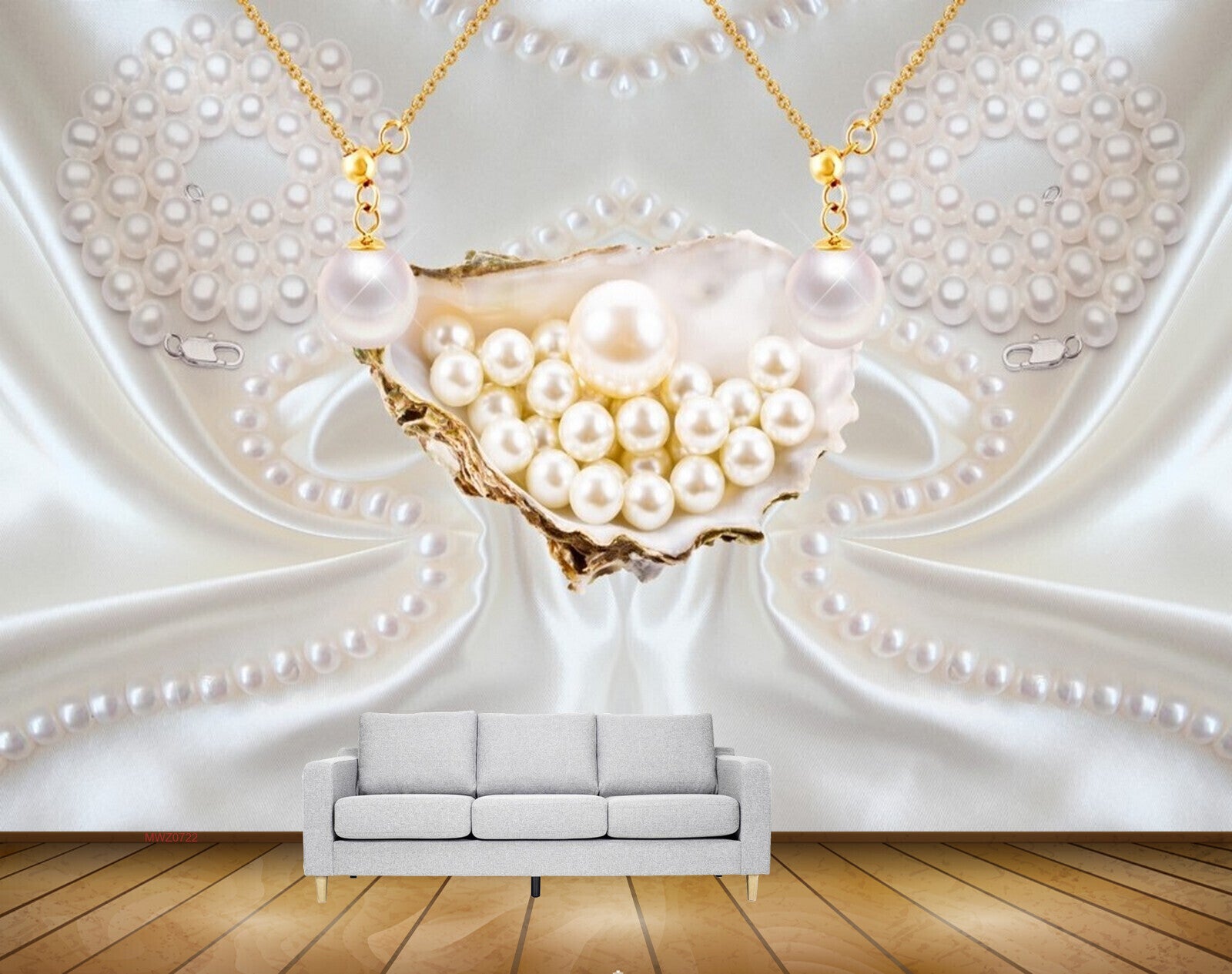 Avikalp MWZ0722 White Pearls Chain 3D HD Wallpaper