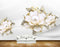 Avikalp MWZ0728 White Golden Flowers Cranes HD Wallpaper